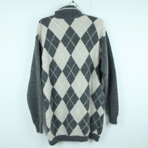 Vintage Medium Sweater Argyle Turtleneck Quiet Luxury Academia Preppy Angora 90s - Picture 9 of 9
